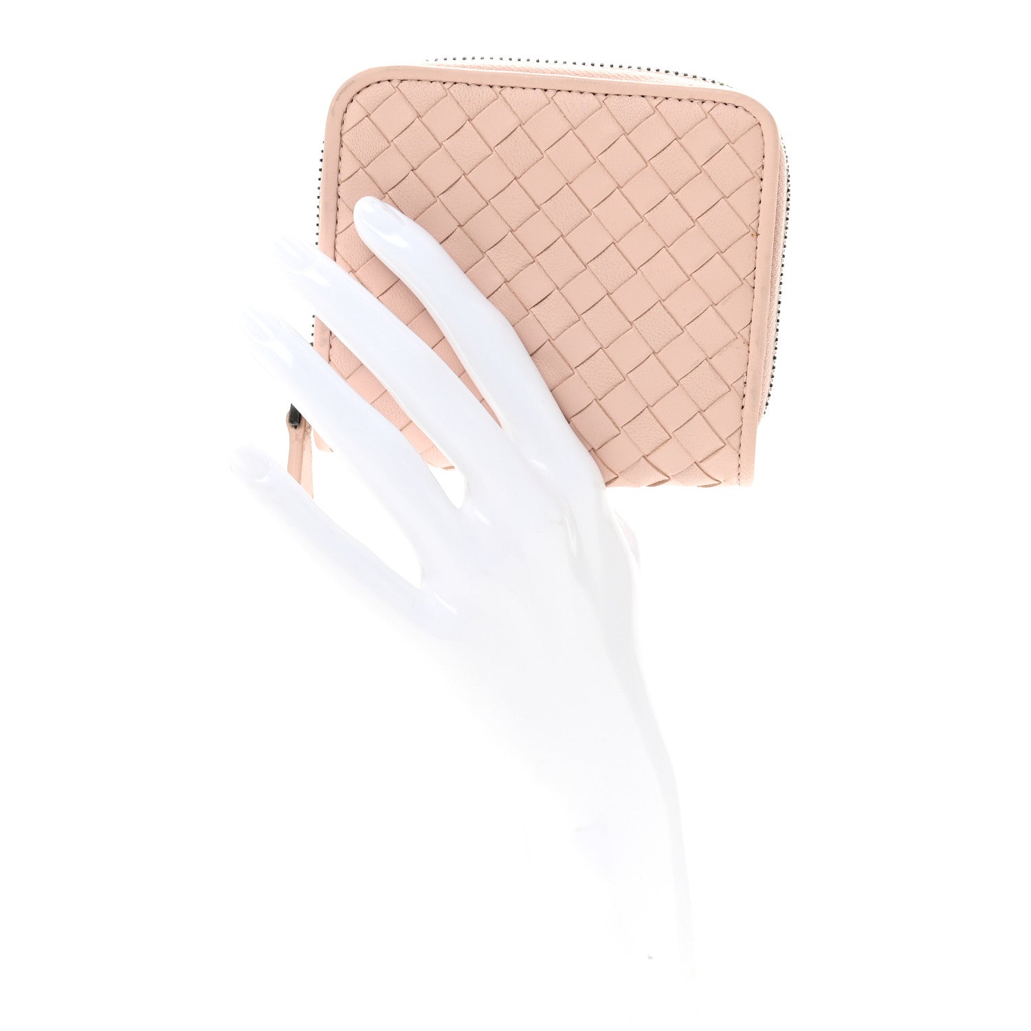 Nappa Intrecciato Small Bi-Fold Zip Wallet Pink