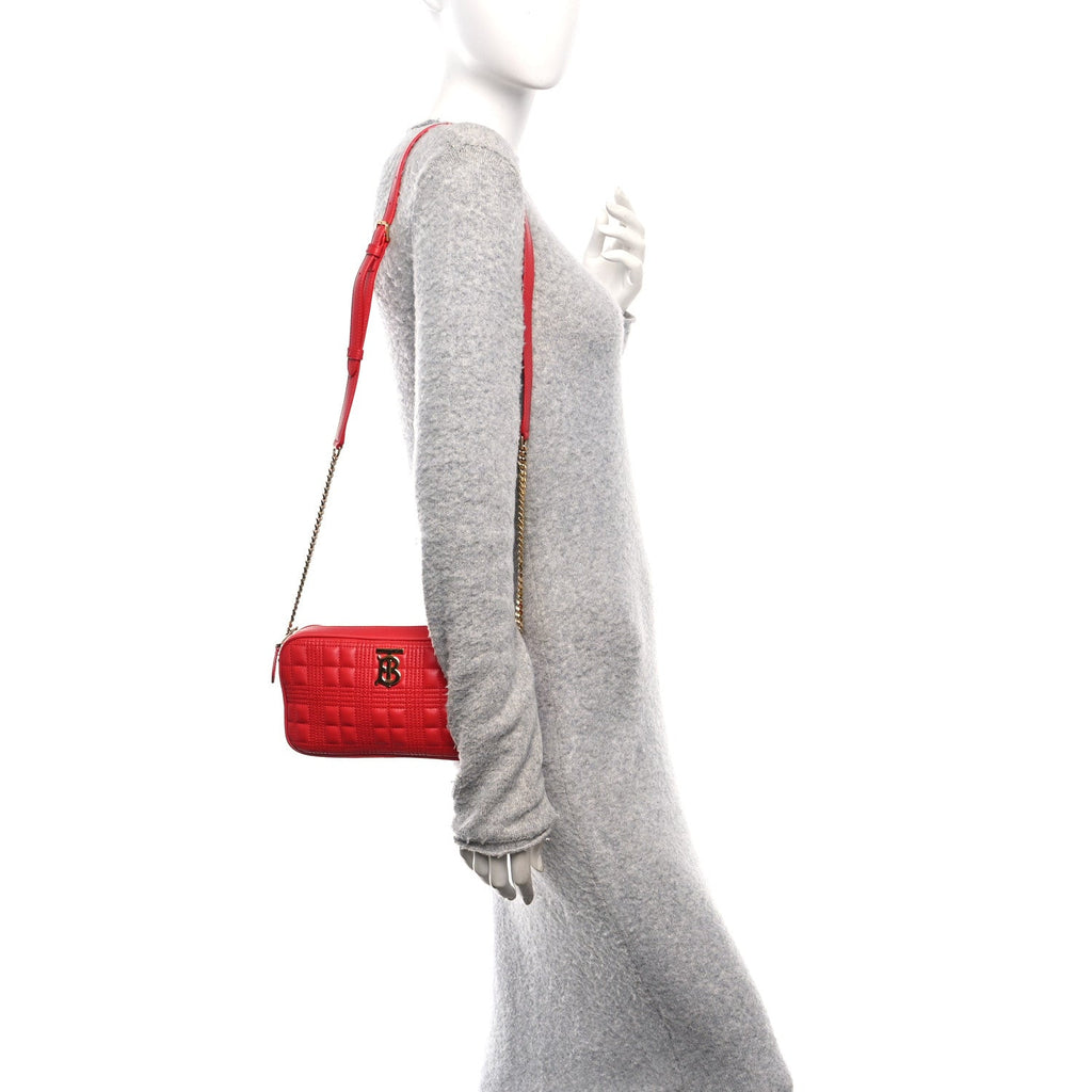 Lambskin Quilted Mini Lola Camera Bag Bright Red