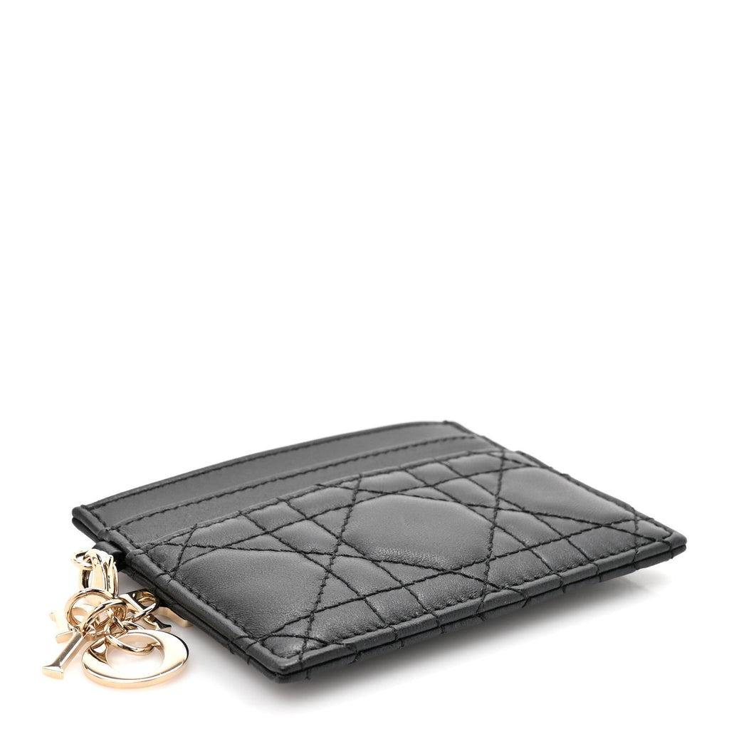 Lambskin Cannage Lady Dior  Holder Black