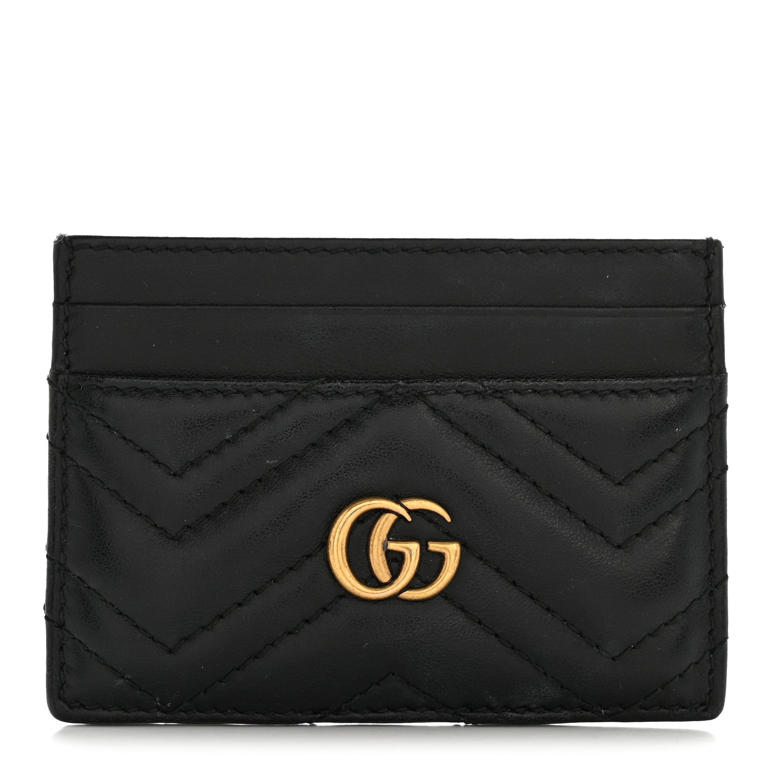 Calfskin Matelasse GG Marmont  Holder Black