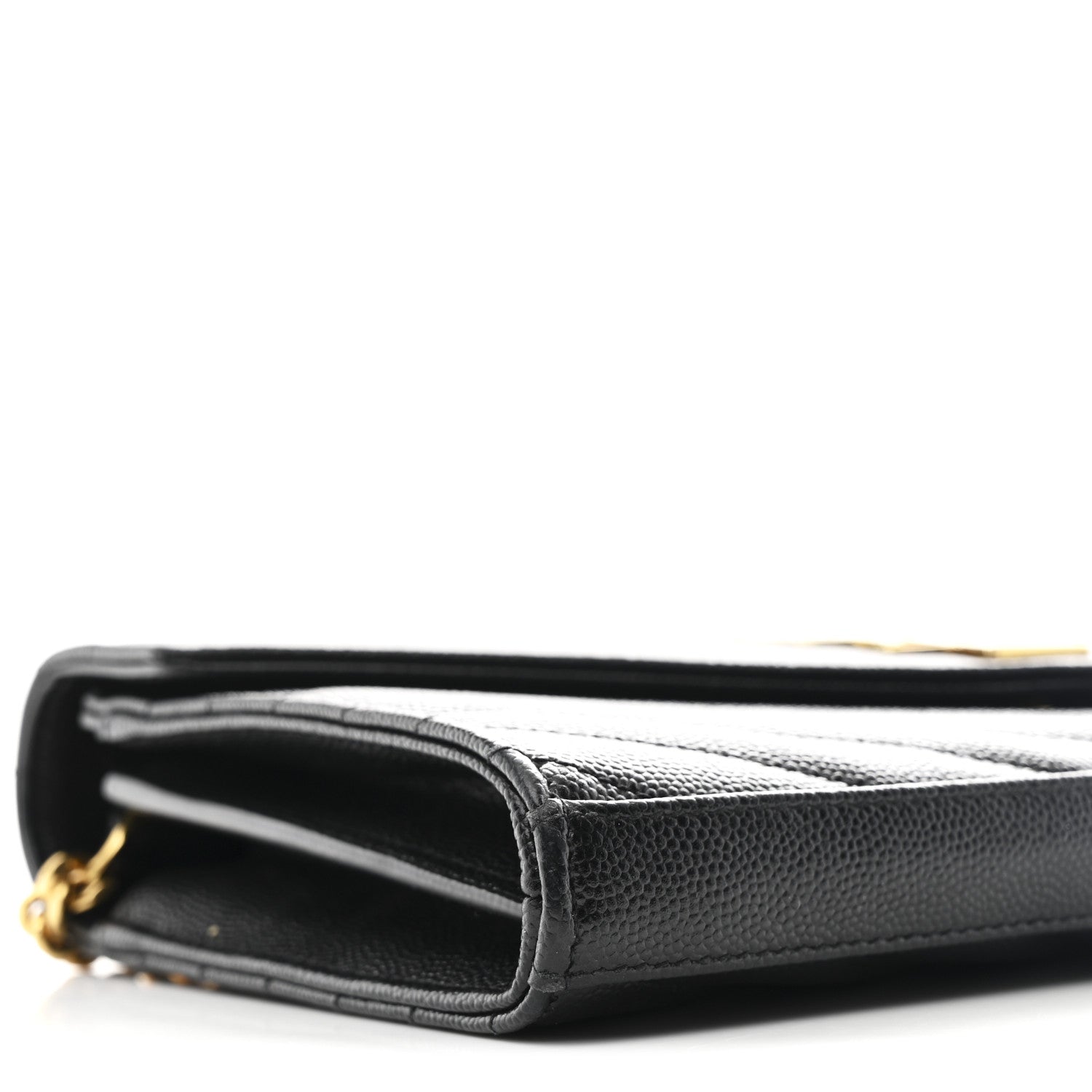 Grain De Poudre Matelasse Chevron Monogram Chain Wallet Black