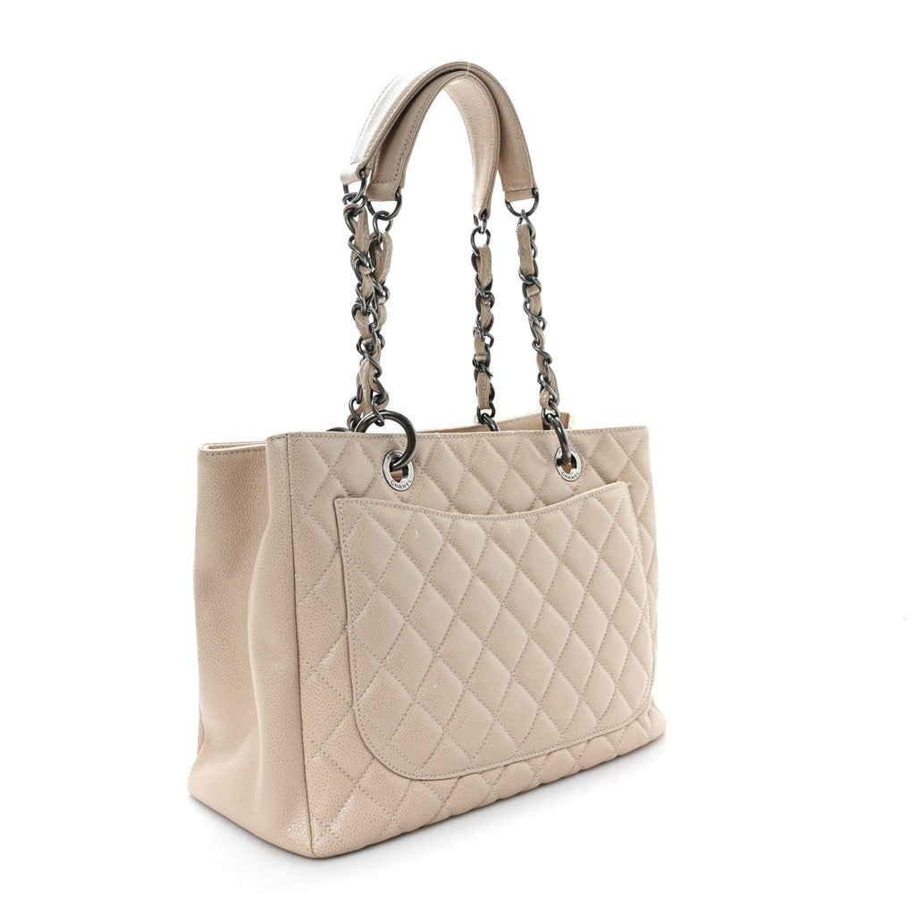 Caviar Quilted Grand Shopping Tote GST Beige