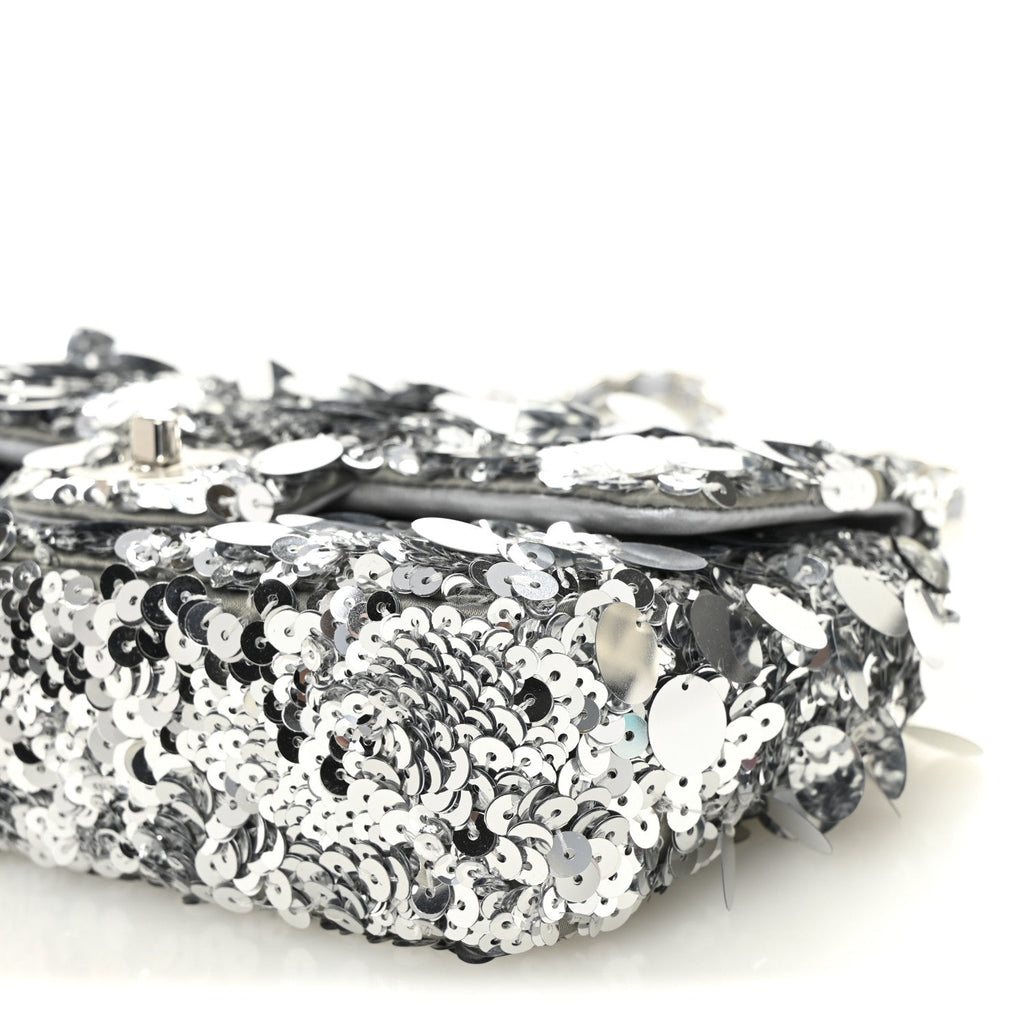 Sequin Mini Rectangular Flap Silver