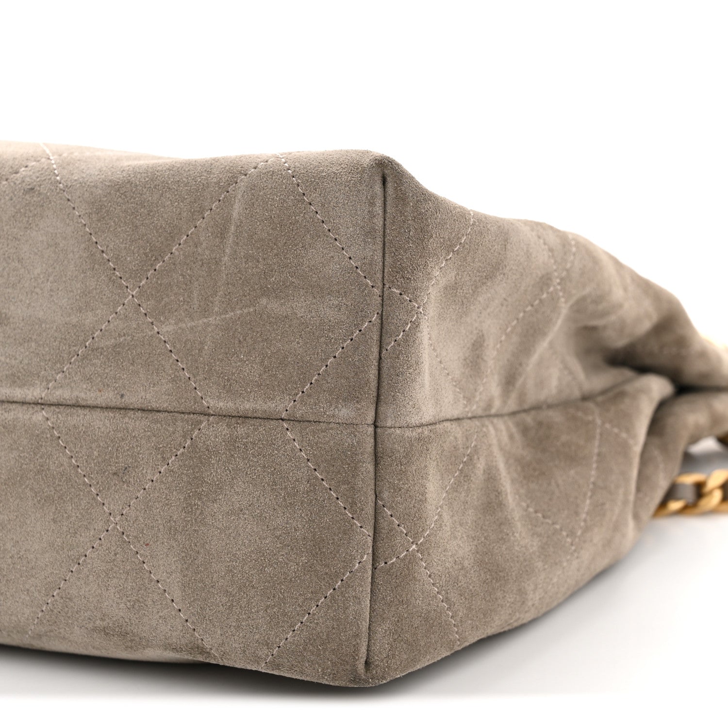 Suede Calfskin Lambskin Quilted Maxi Hobo Grey