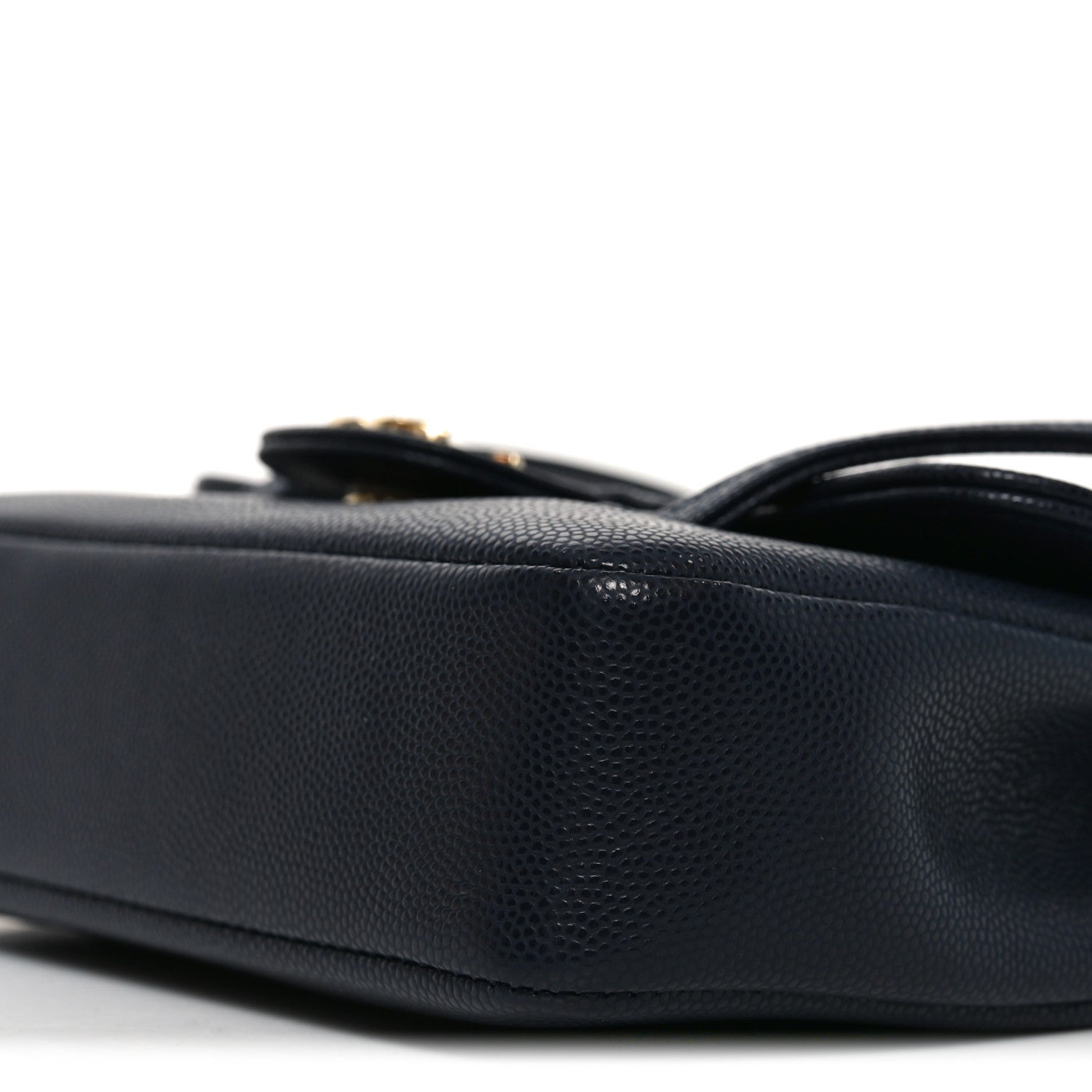 Shiny Caviar Mini Preppy Coco Shoulder Bag Dark Blue
