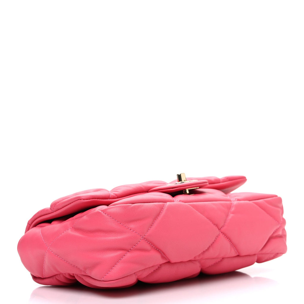Calfskin Quilted Medium Bubbly Flap Pink
