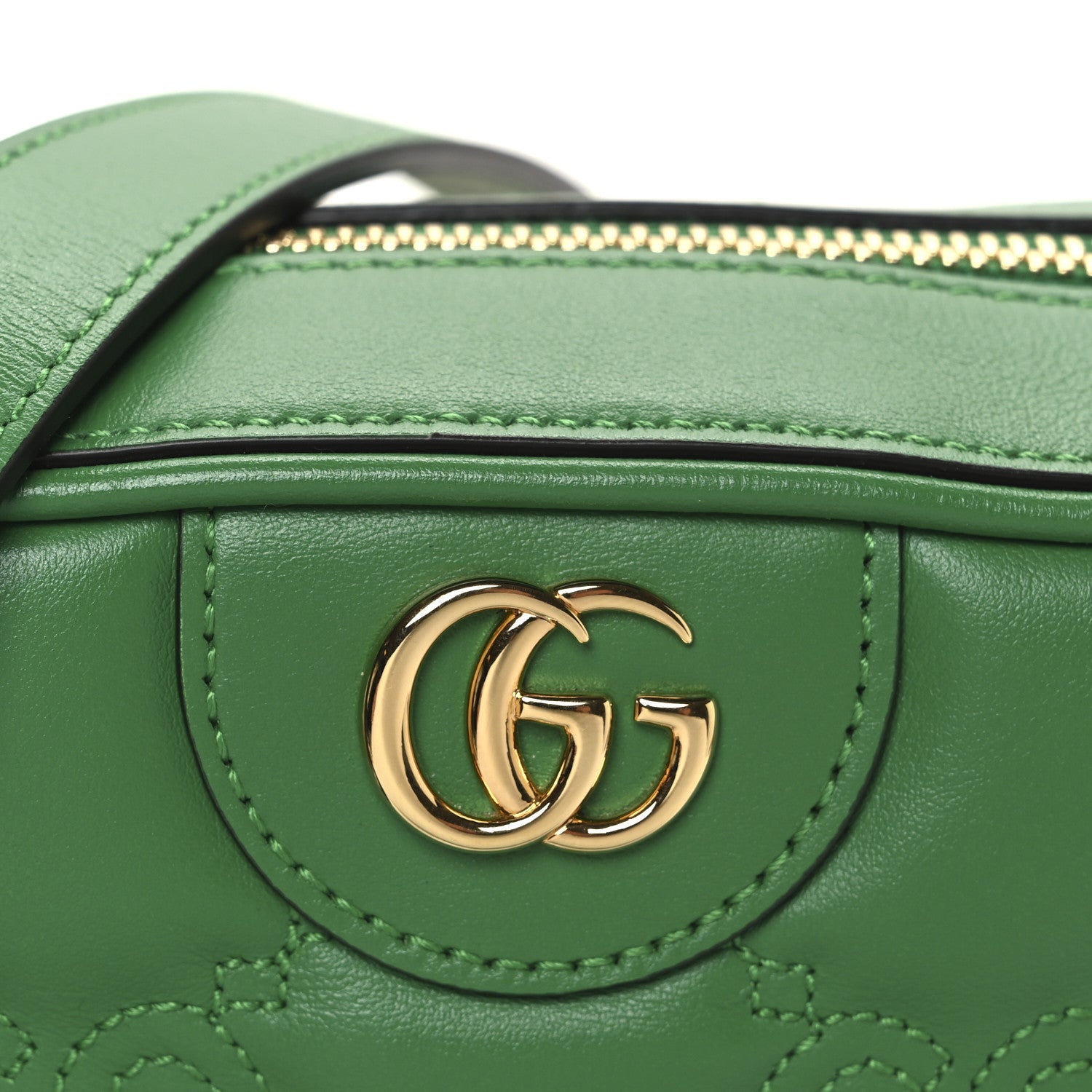 Calfskin GG Matelasse Shoulder Bag Spring Green Natural
