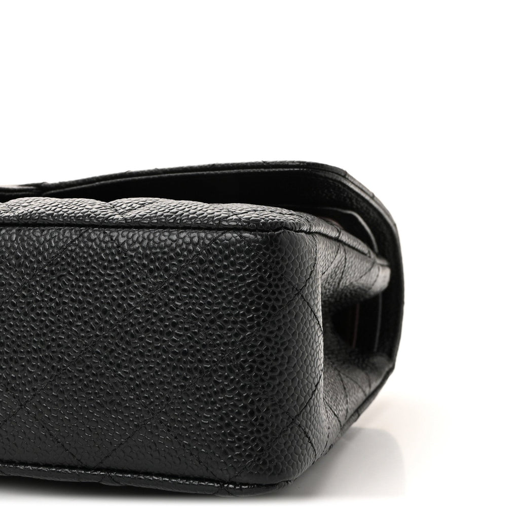 Caviar Quilted Medium Double Flap Black