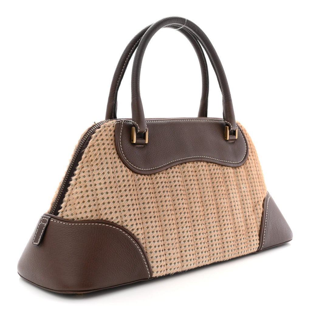 Pony Hair Calfskin Cadillac Tote Brown