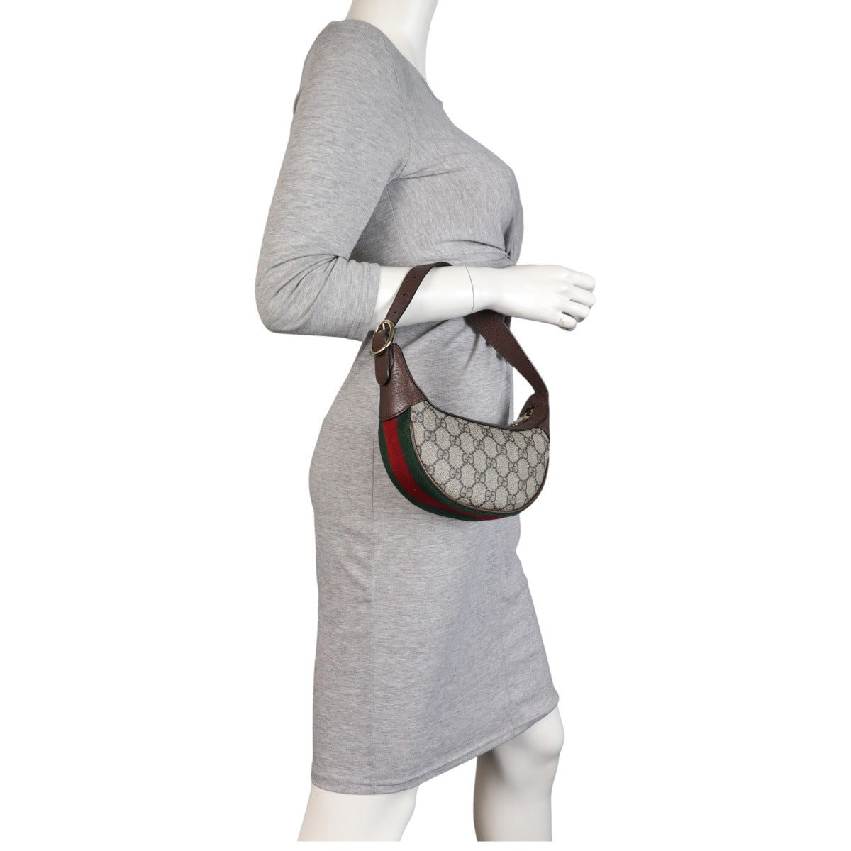 Gucci Ophidia GG Supreme Mini Crescent Shoulder Bag