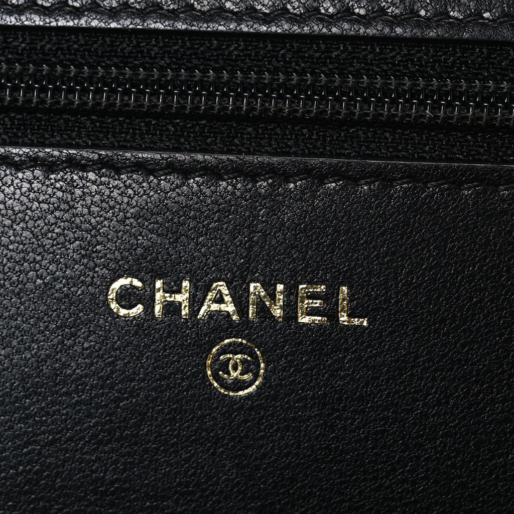 Lambskin Quilted Chanel 19 Wallet On Chain WOC Black