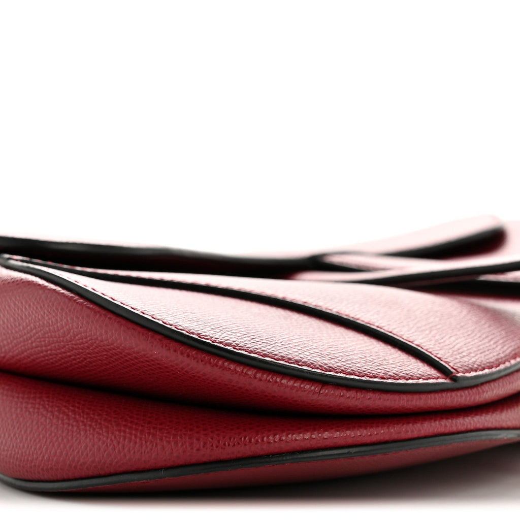 Grained Calfskin Saddle Bag Red