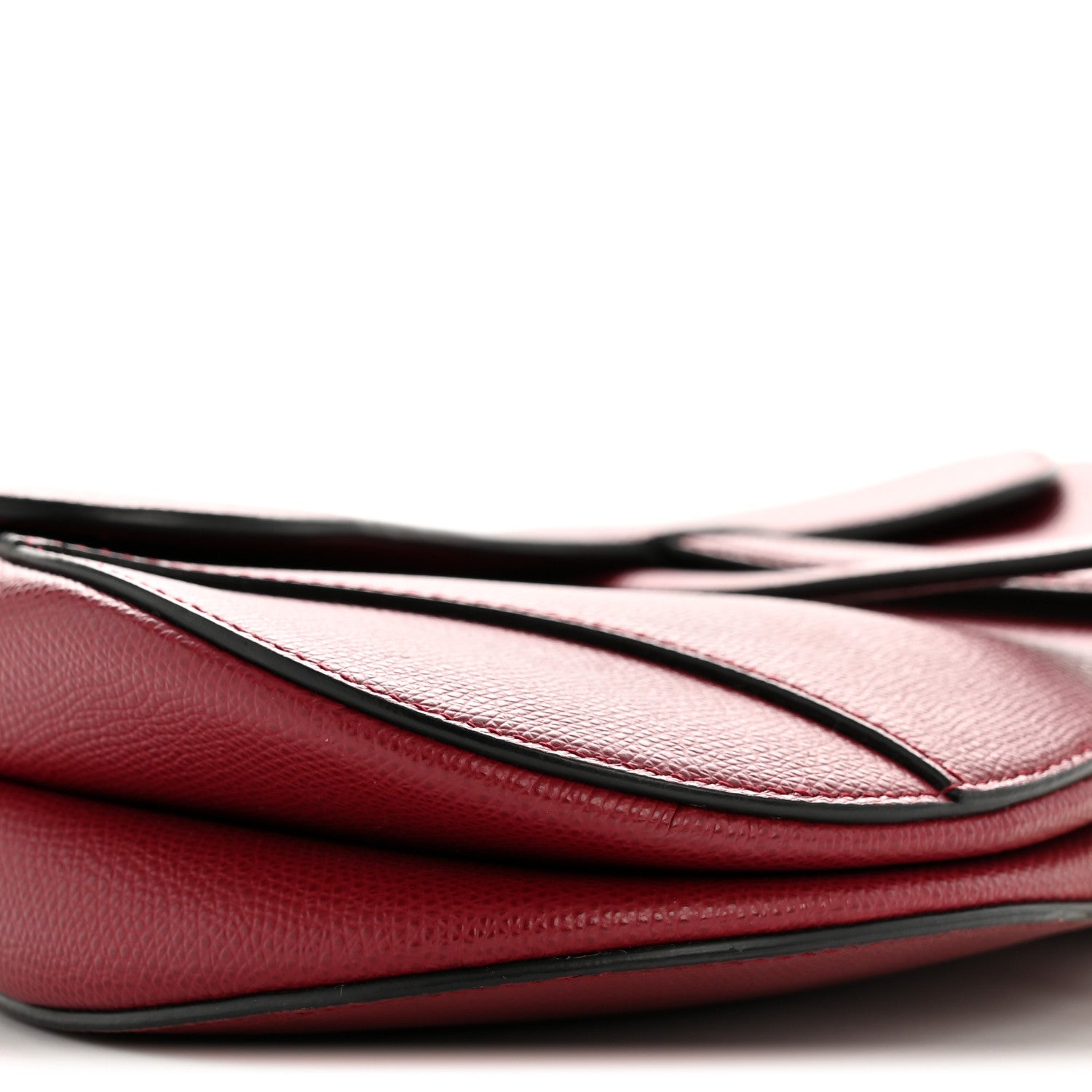 Grained Calfskin Saddle Bag Red
