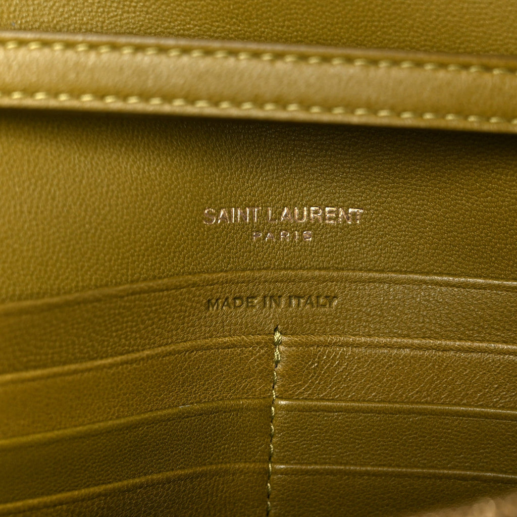 Lambskin Carre Quilted Cassandre Chain Wallet Olive Drab