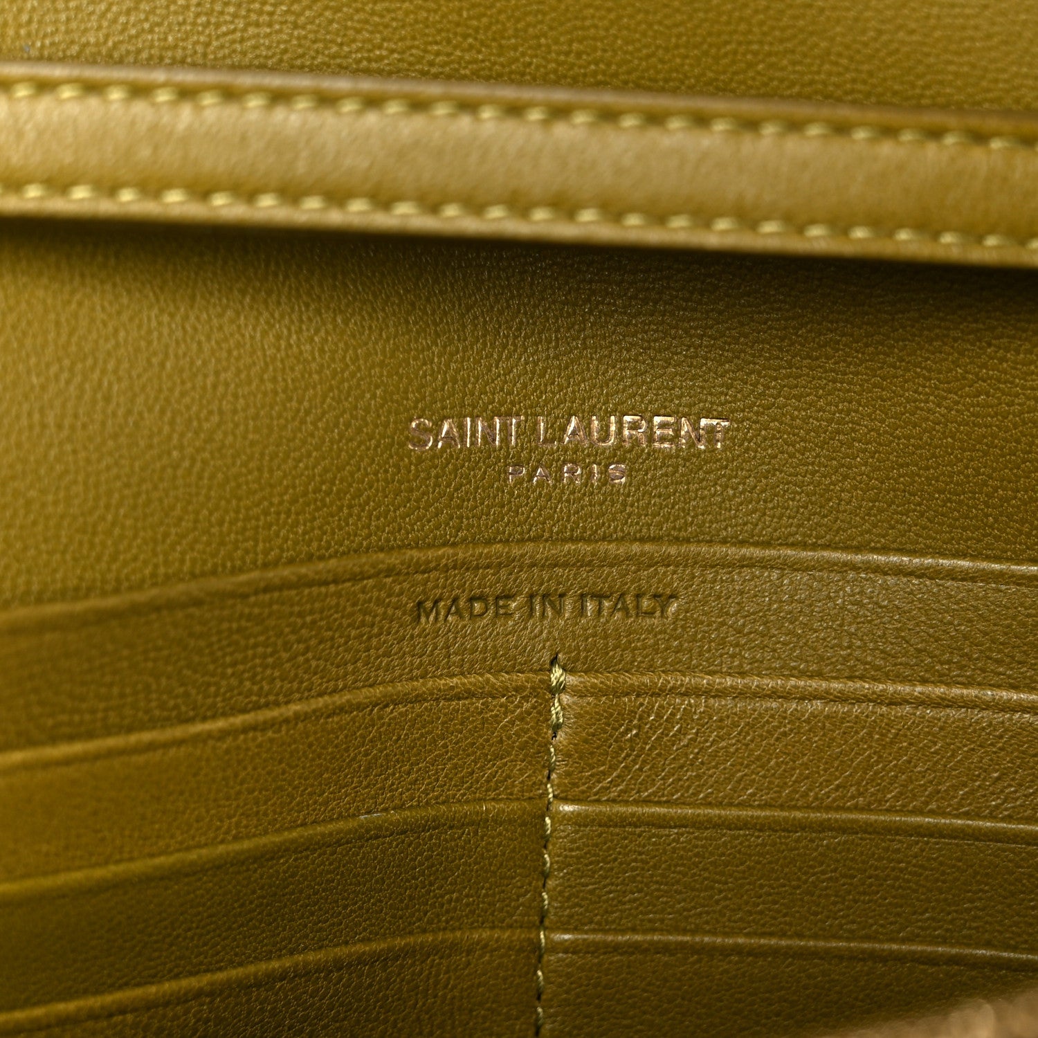 Lambskin Carre Quilted Cassandre Chain Wallet Olive Drab
