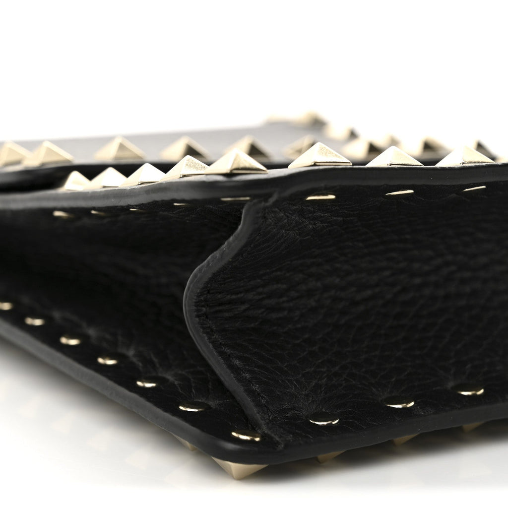 Pebbled Calfskin Rockstud Crossbody Black