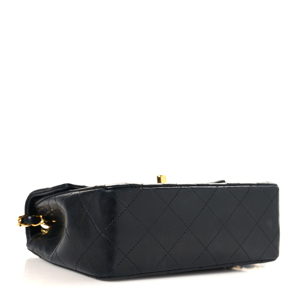 Lambskin Quilted Mini Square Flap Black