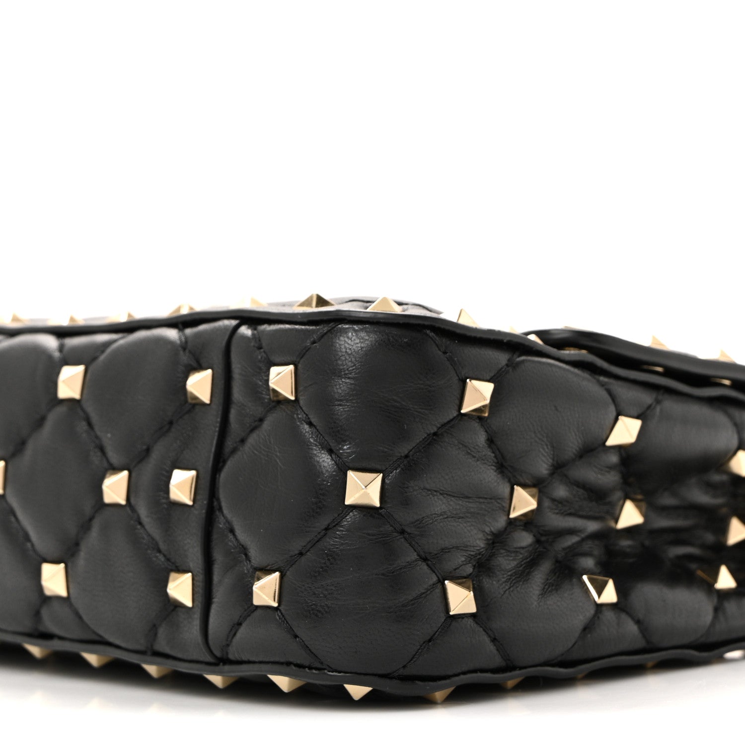 Nappa Small Rockstud Spike Shoulder Bag Black