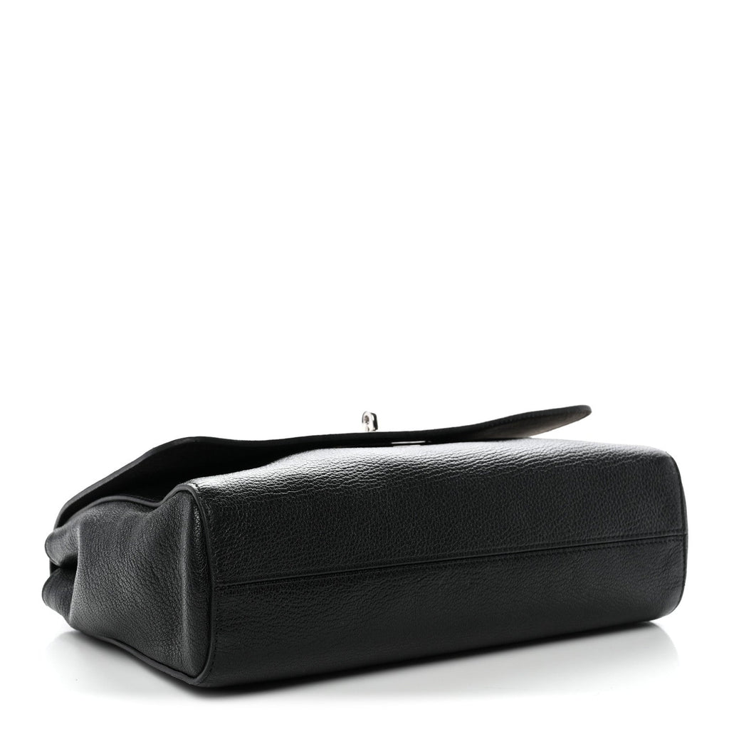 Small Classic Grain Calfskin Medium Lily Black