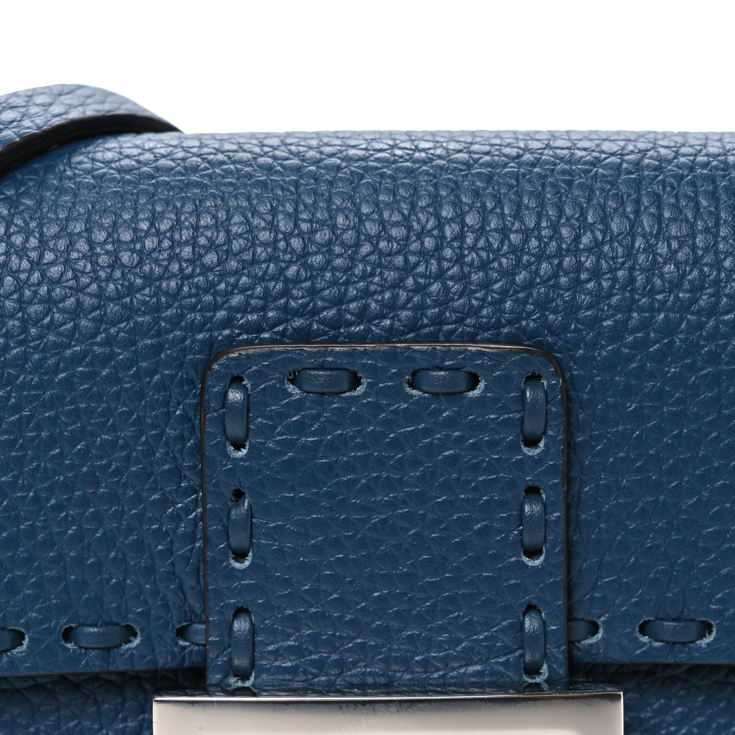 Cuoio Roma Sellerissima Nappa Sintetica Tape Stitch Mini Baguette Placca Argento