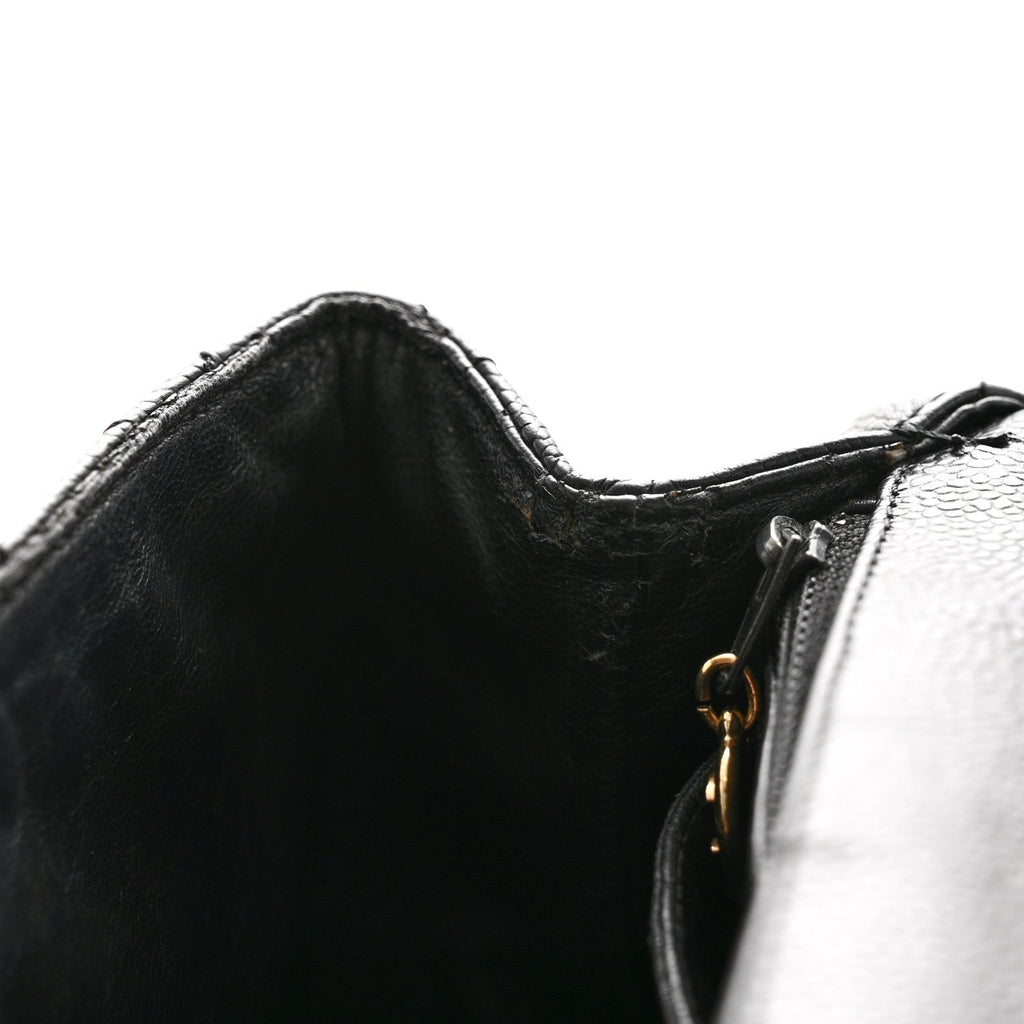 Caviar Quilted Jumbo Kelly Flap Black