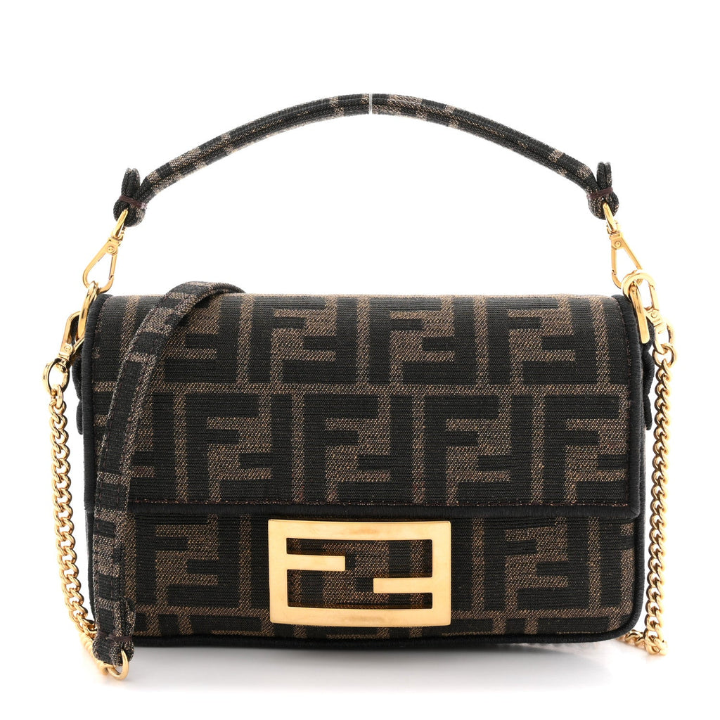 Fabric Jacquard FF 1974 Mini Baguette Tobacco Moro Black