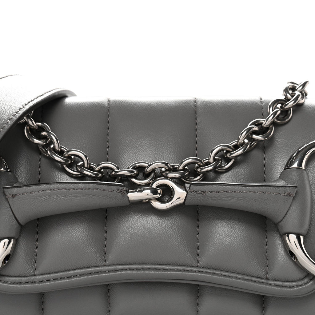 Nappa Vertical Matelasse Small Maxi Horsebit Chain Shoulder Bag Gray