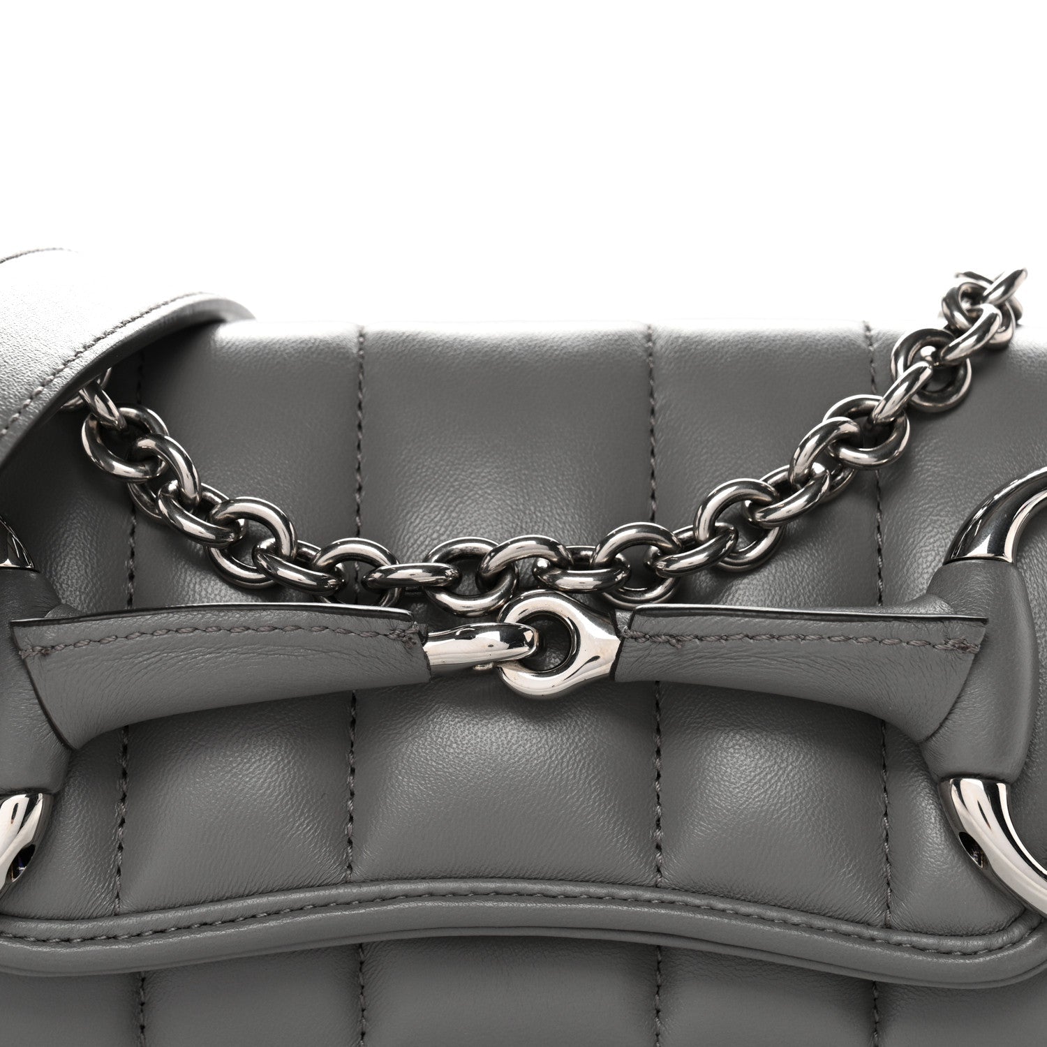 Nappa Vertical Matelasse Small Maxi Horsebit Chain Shoulder Bag Gray