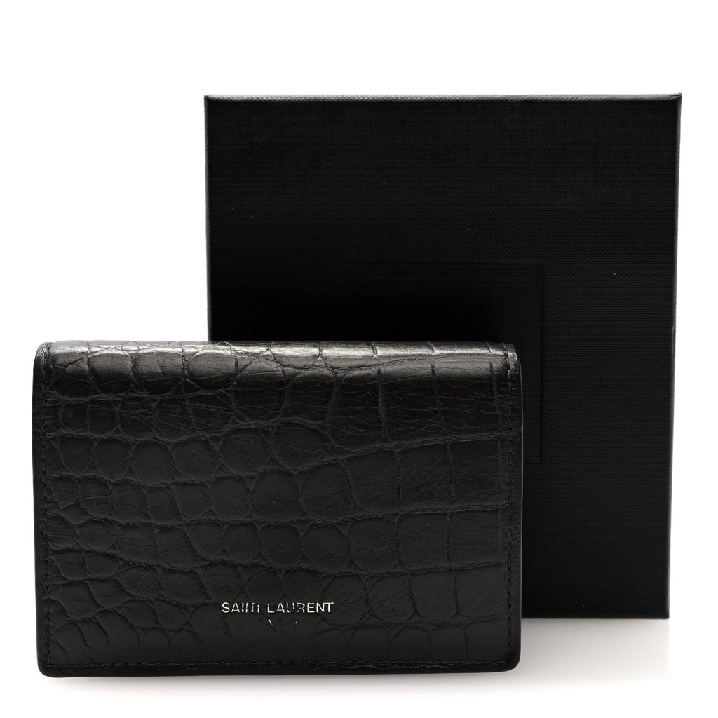 Calfskin Crocodile Embossed Business  Case Coal