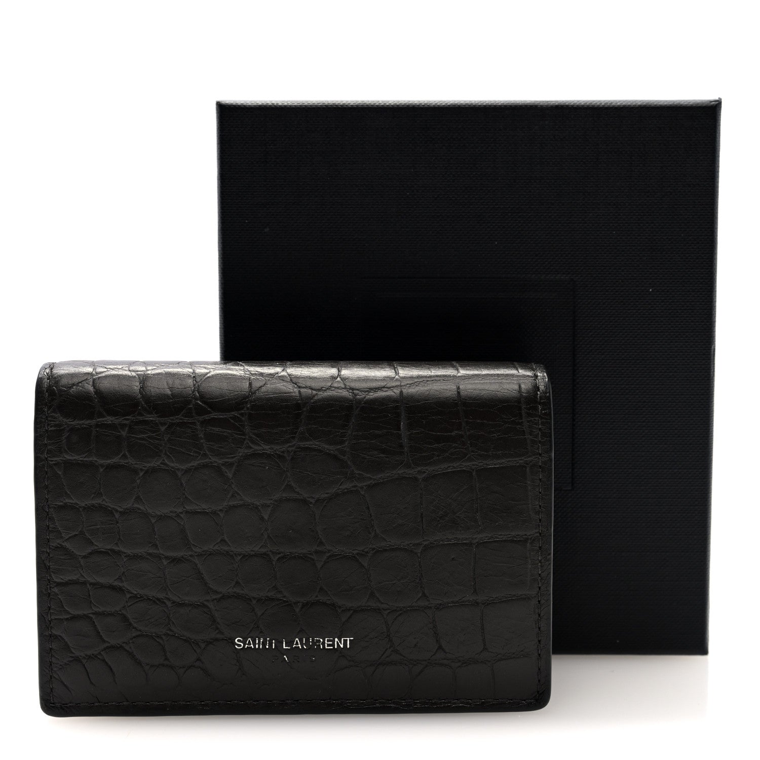 Calfskin Crocodile Embossed Business  Case Coal