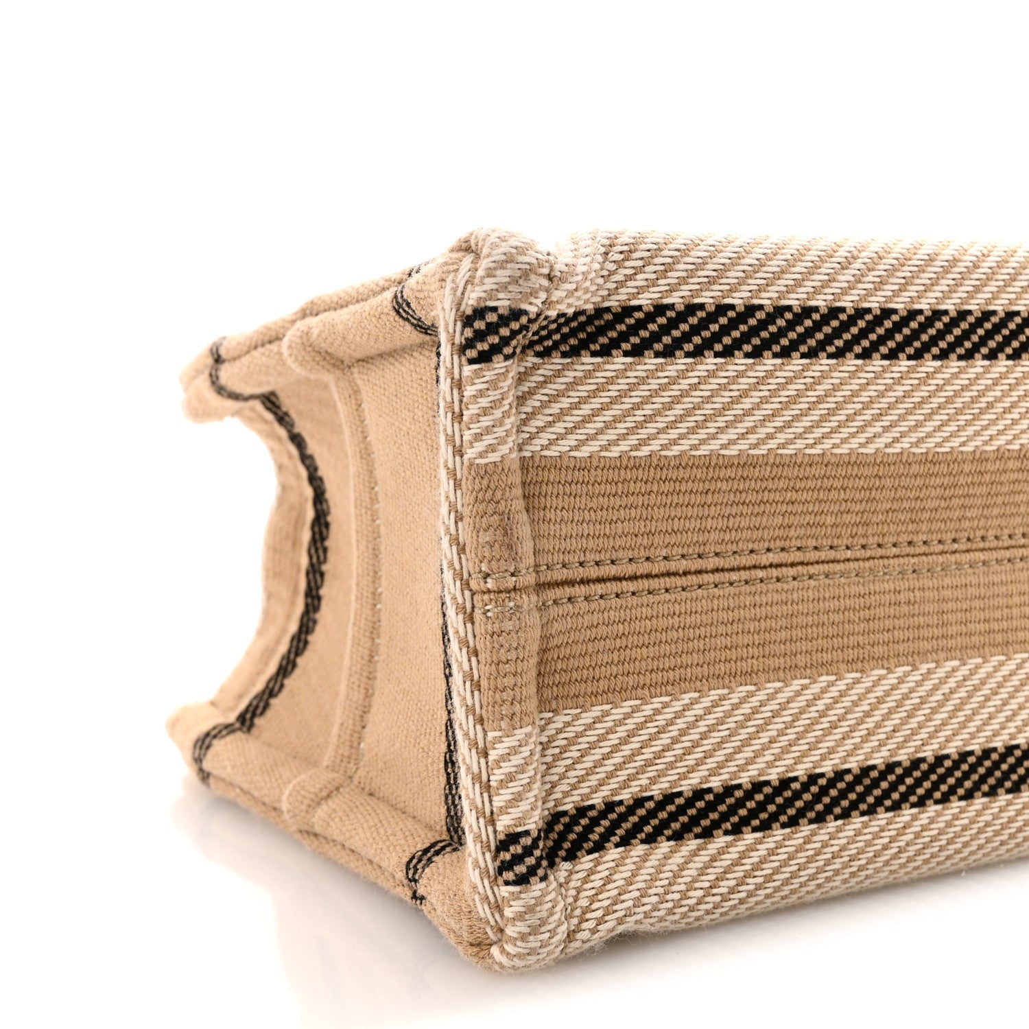 Canvas Calfskin Small Cabas Thais Beige Black White