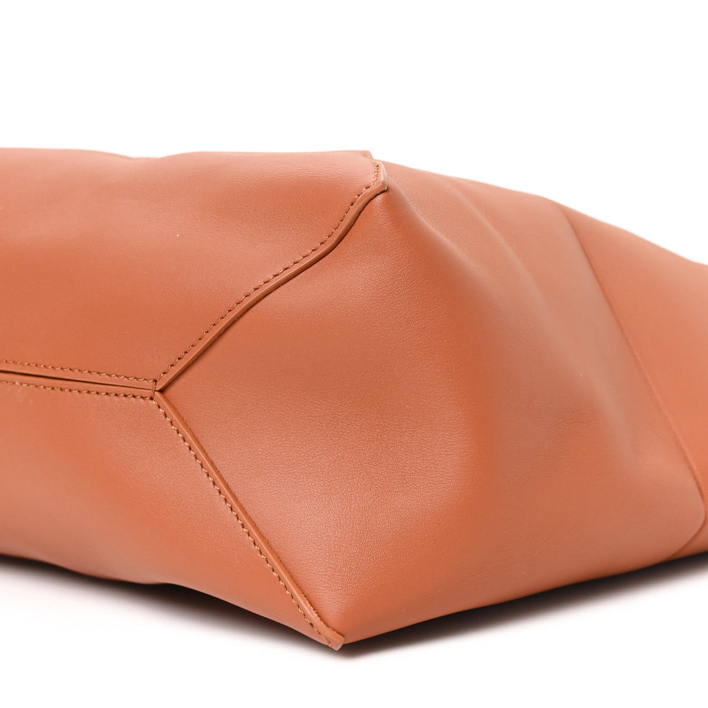 x Albers Calfskin Medium Puzzle Fold Tote Caramel Bright Green