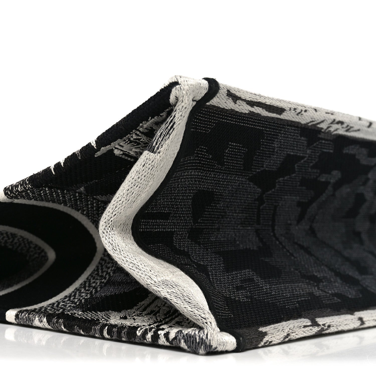 Canvas Embroidered Medium Paris Book Tote Black White