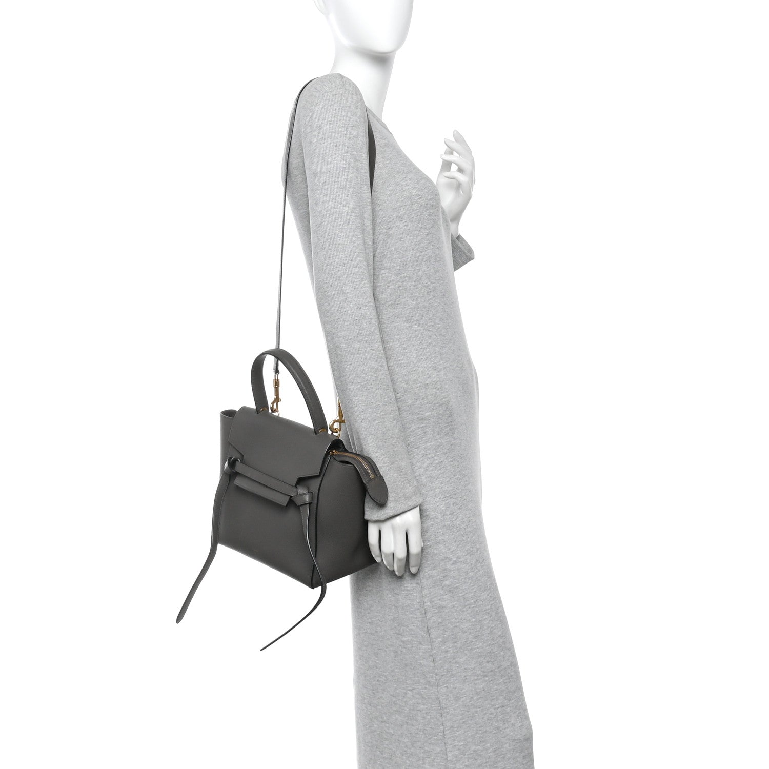 Grained Calfskin Micro Belt Bag Grey