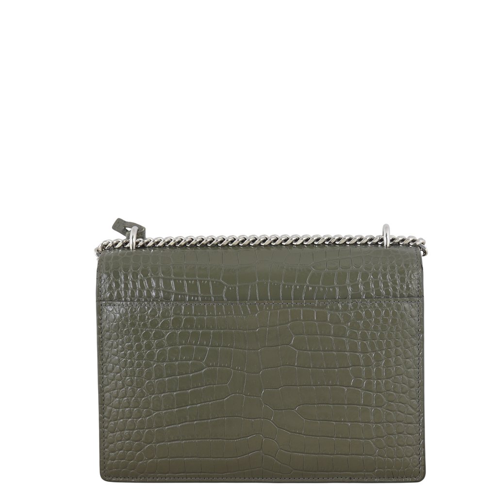 Saint Laurent Sunset Medium Croc-Embossed