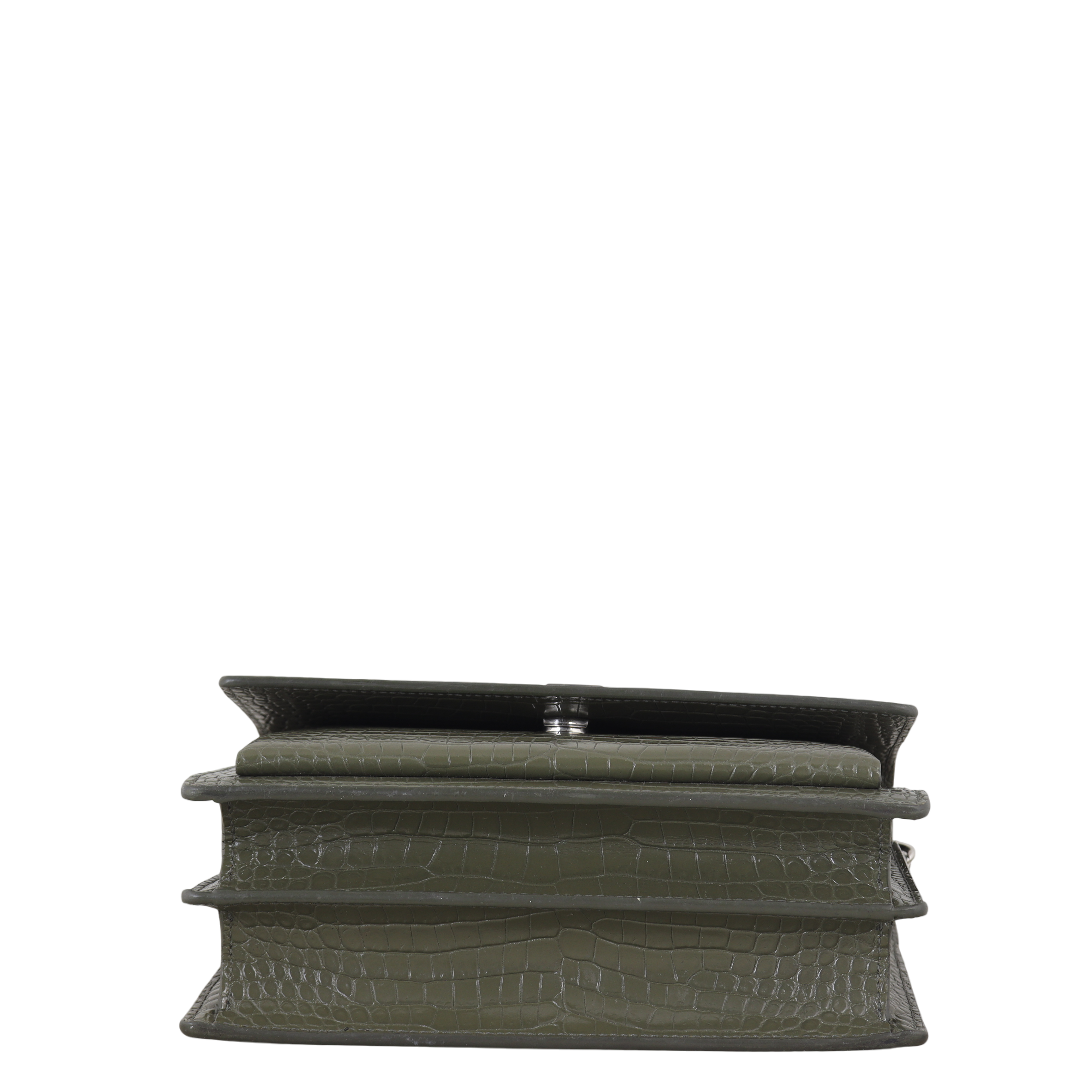 Saint Laurent Sunset Medium Croc-Embossed