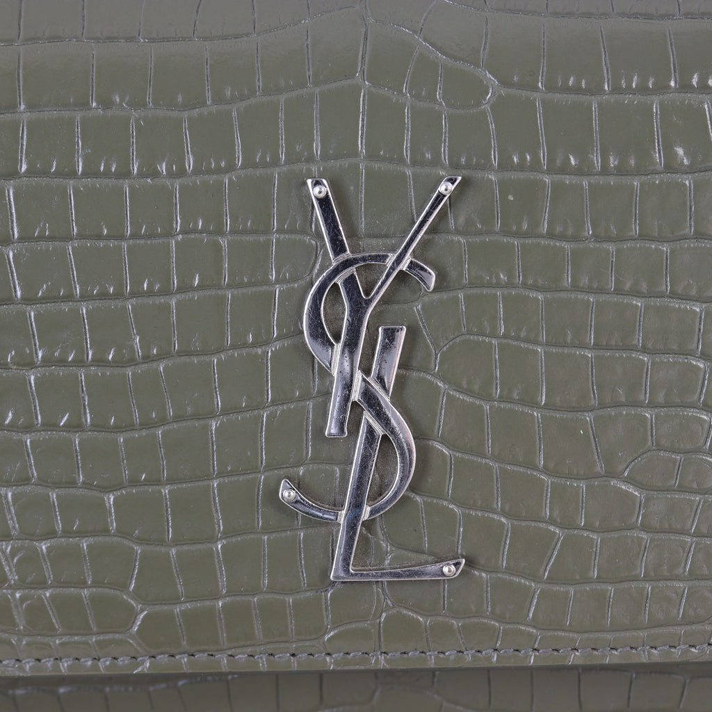 Saint Laurent Sunset Medium Croc-Embossed