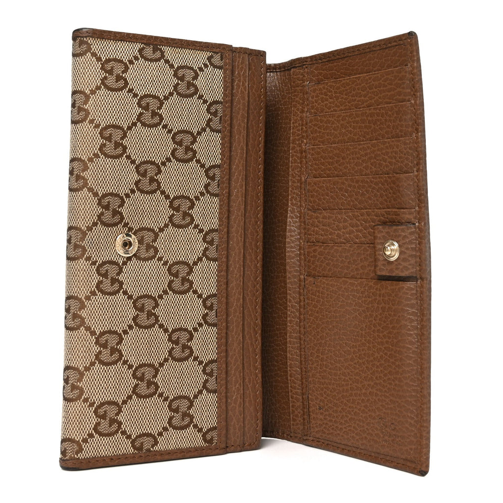 Monogram Dollar Calfskin Continental Flap Wallet Beige Ebony Tabacco