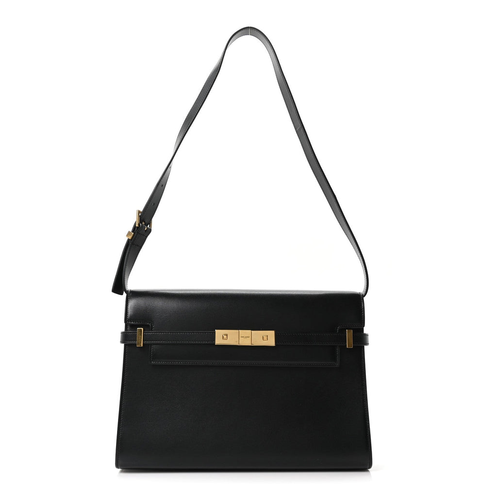 Smooth Calfskin Manhattan Shoulder Bag Black