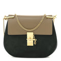 Suede Smooth Calfskin Drew Shoulder Bag Intense Green Brown