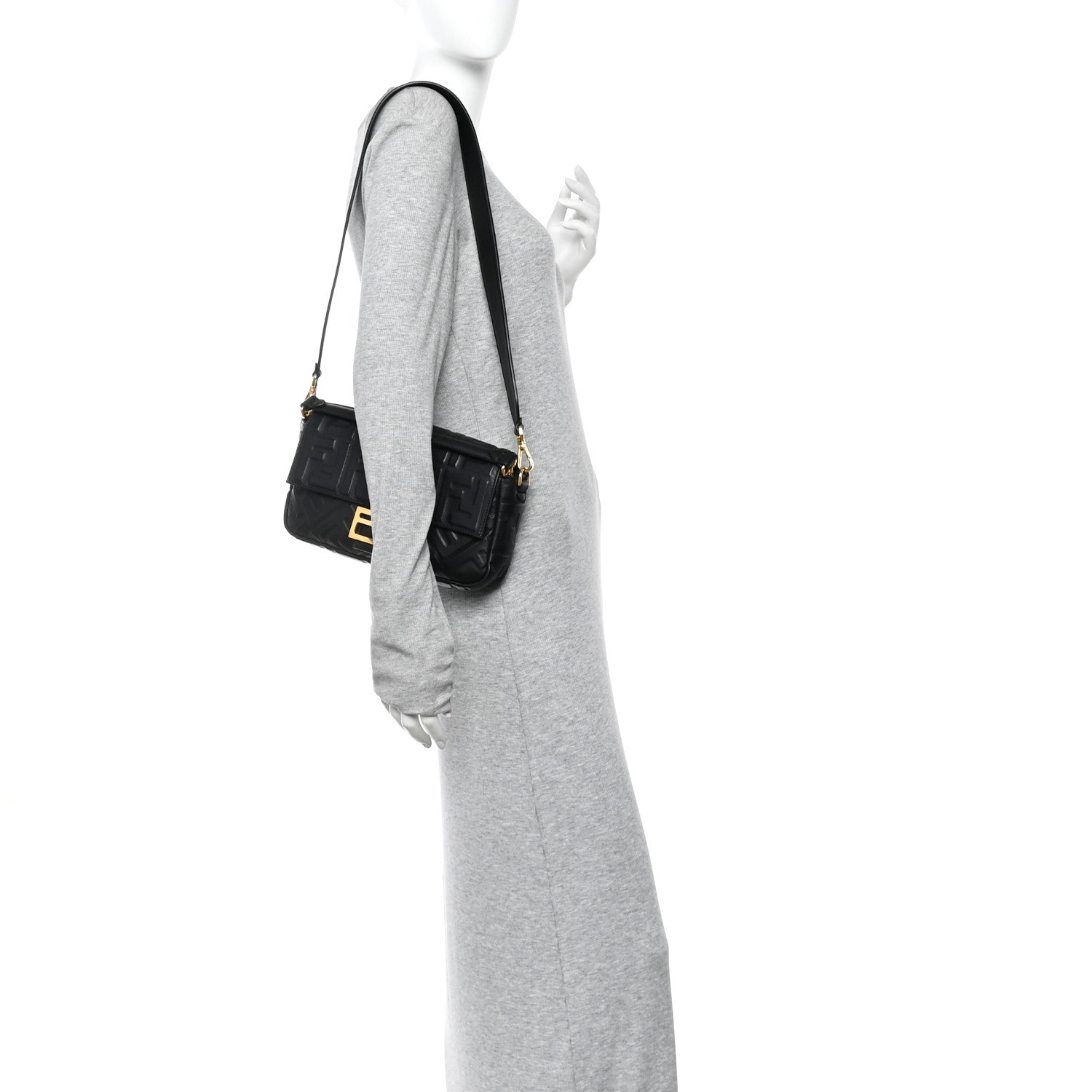 Nappa FF 1974 Embossed Baguette Black