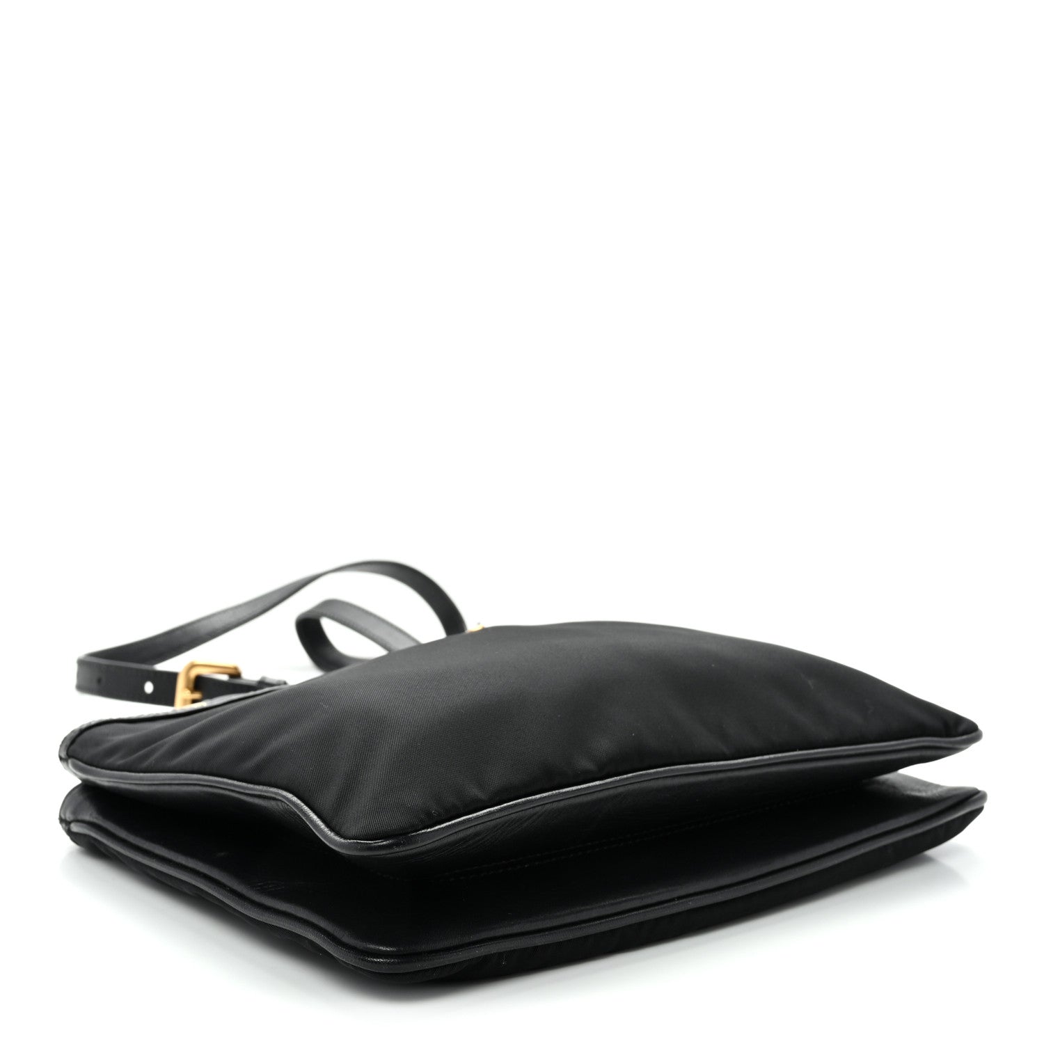 Tessuto Nylon Soft Calf Double Zip Crossbody Bag Black
