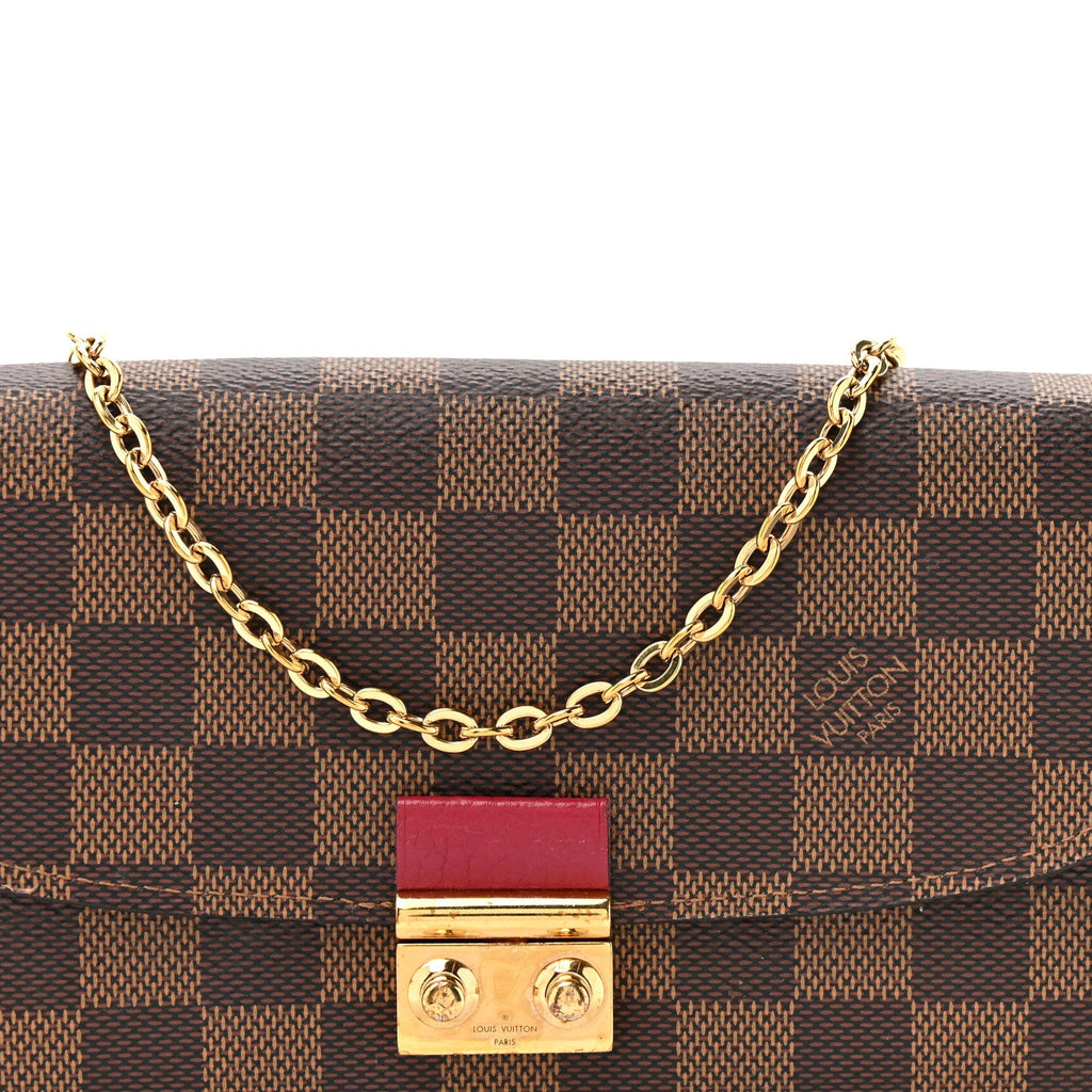 Damier Ebene Croisette Chain Wallet Scarlet