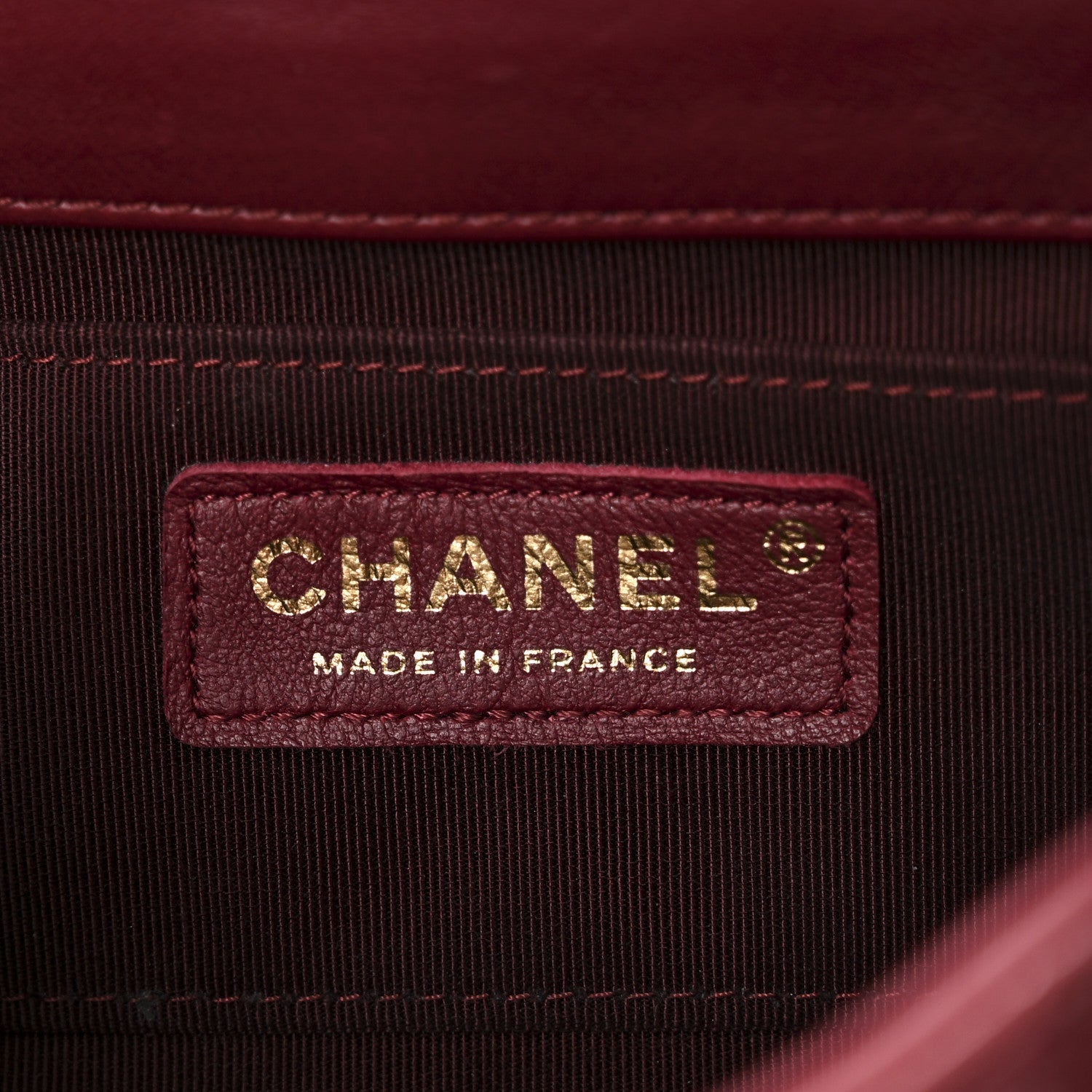 Glazed Calfskin Chevron Quilted Small Hampton Flap Burgundy