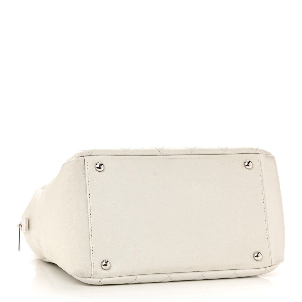 Caviar Quilted Petit Timeless Tote PTT White
