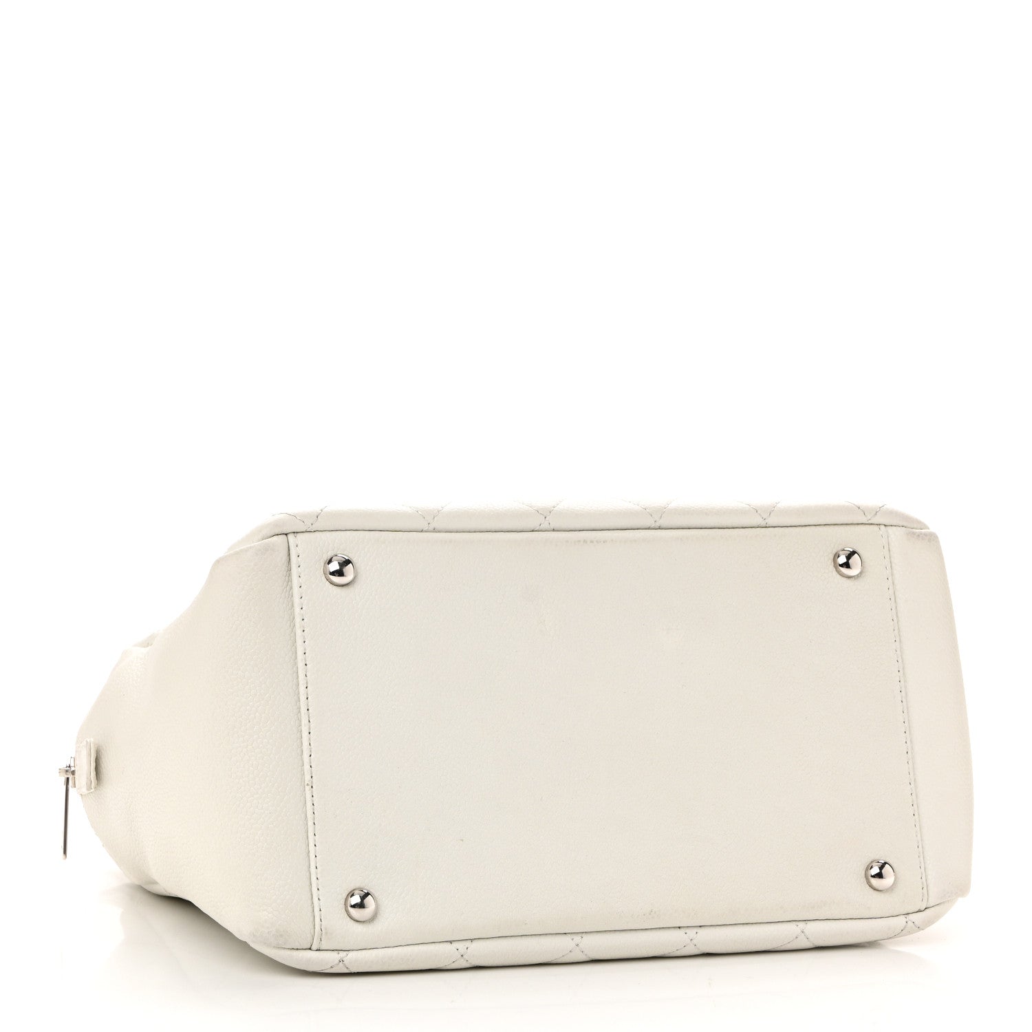 Caviar Quilted Petit Timeless Tote PTT White
