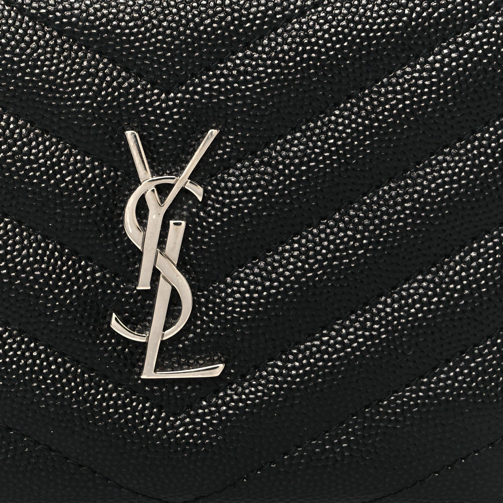 Grain De Poudre Matelasse Chevron Monogram Zipped Two-Part Wallet Black