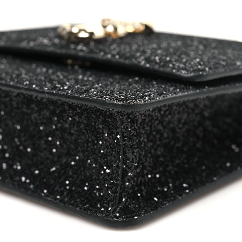 Coarse Glitter Pearl Varenne Shoulder Bag Black