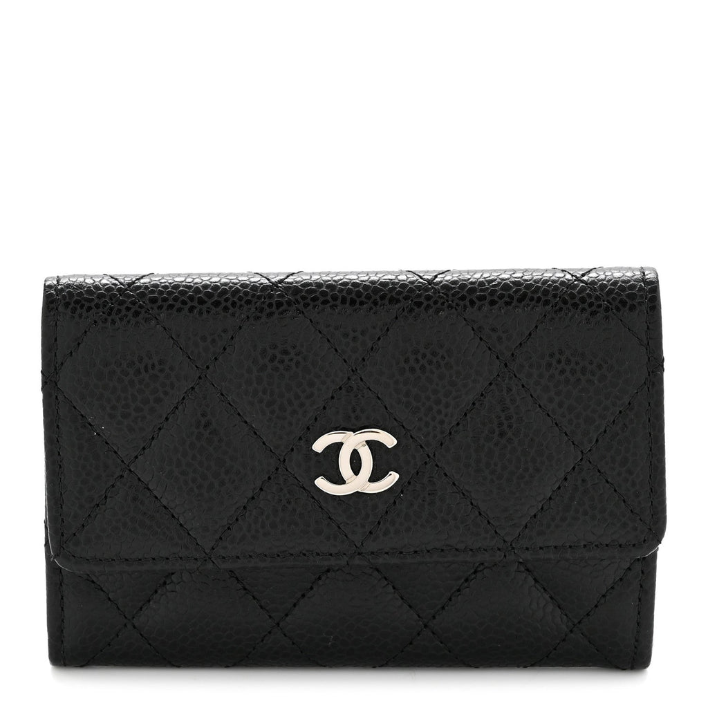 Caviar Quilted Flap  Holder Black