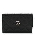 Caviar Quilted Flap  Holder Black